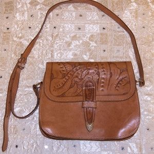 Ann Taylor - Light Brown Leather Embossed Handbag